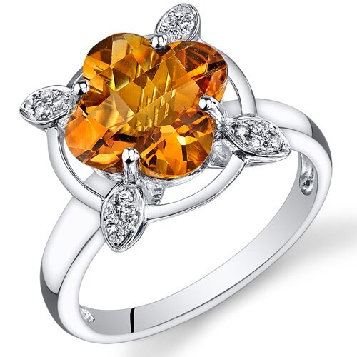 Citrine Ring 14 Karat White Gold Lily Cut 2.9 Carats