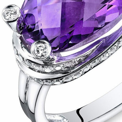 Amethyst Ring 14 Karat White Gold Oval Shape 5.5 Carats