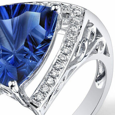 Blue Sapphire Ring 14 Karat White Gold Trillion 5 Carats