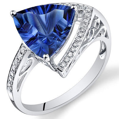 Blue Sapphire Ring 14 Karat White Gold Trillion 5 Carats