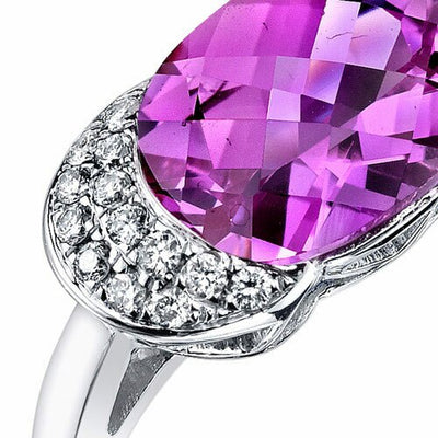 Pink Sapphire Ring 14 Karat White Gold Oval Shape 2.4 Carats