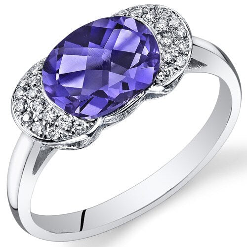 Alexandrite Ring 14 Karat White Gold Oval Shape 2.65 Carats