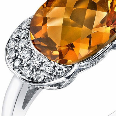 Citrine Ring 14 Karat White Gold Oval Shape 1.75 Carats