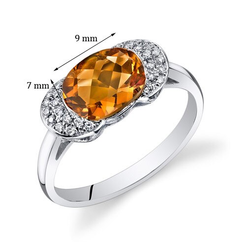 Citrine Ring 14 Karat White Gold Oval Shape 1.75 Carats