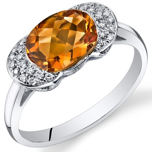 Citrine Ring 14 Karat White Gold Oval Shape 1.75 Carats