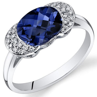 Blue Sapphire Ring 14 Karat White Gold Oval Shape 2.5 Carats