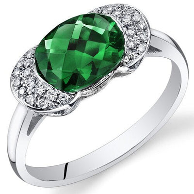 Emerald Ring 14 Karat White Gold Oval Shape 1.6 Carats