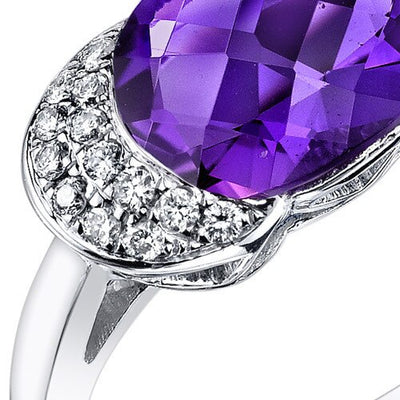 Amethyst Ring 14 Karat White Gold Oval Shape 1.75 Carats