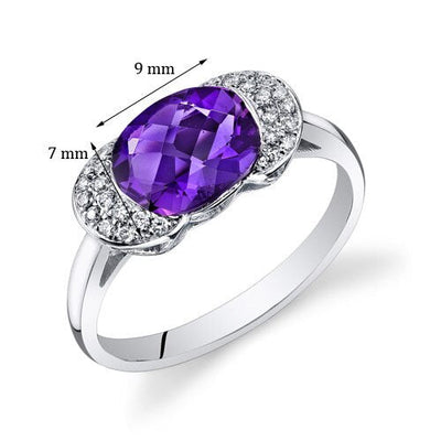 Amethyst Ring 14 Karat White Gold Oval Shape 1.75 Carats