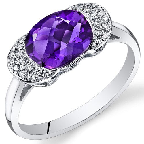 Amethyst Ring 14 Karat White Gold Oval Shape 1.75 Carats