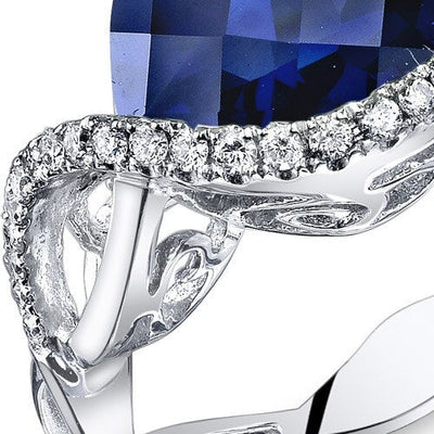 Blue Sapphire Ring 14 Karat White Gold Heart Shape 3.6 Carats