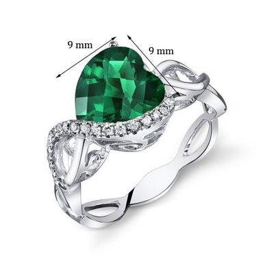 Emerald Ring 14 Karat White Gold Heart Shape 2.25 Carats