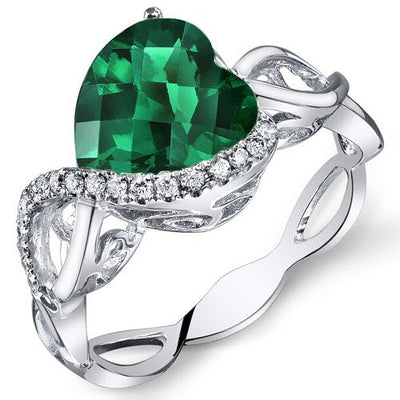 Emerald Ring 14 Karat White Gold Heart Shape 2.25 Carats