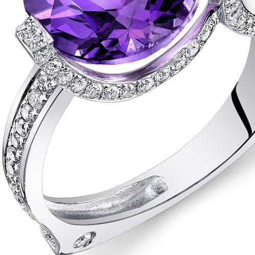 Amethyst Ring 14 Karat White Gold Round Shape 4.5 Carats