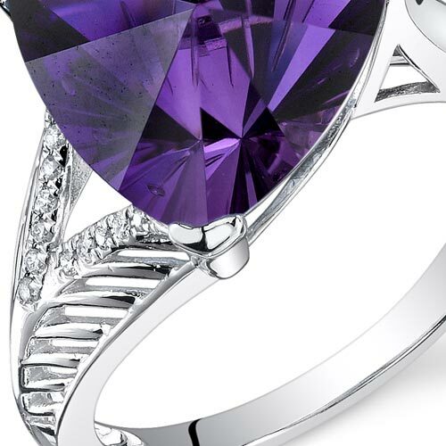 Amethyst Ring 14 Karat White Gold Triangle Shape 5.87 Carats