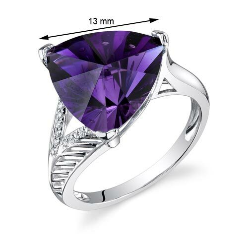 Amethyst Ring 14 Karat White Gold Triangle Shape 5.87 Carats