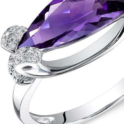 Amethyst Ring 14 Karat White Gold Marquise Shape 2.55 Carats