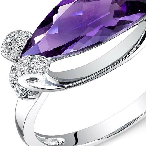 Amethyst Ring 14 Karat White Gold Marquise Shape 2.55 Carats