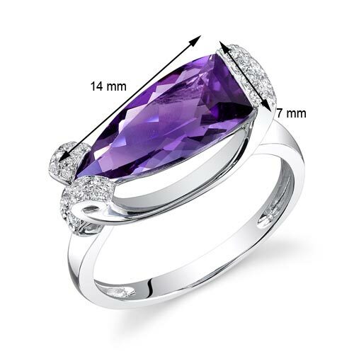 Amethyst Ring 14 Karat White Gold Marquise Shape 2.55 Carats