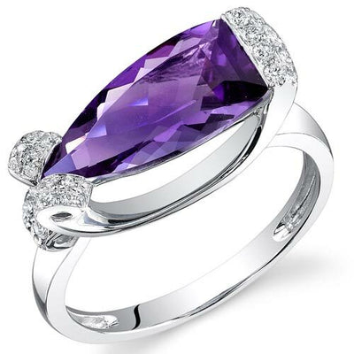 Amethyst Ring 14 Karat White Gold Marquise Shape 2.55 Carats