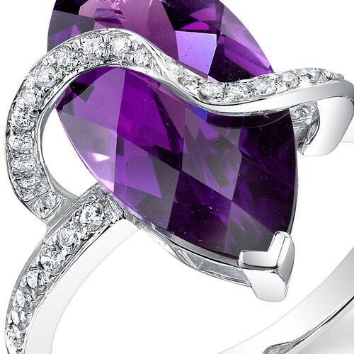 Amethyst Ring 14 Karat White Gold Marquise Shape 4.18 Carats