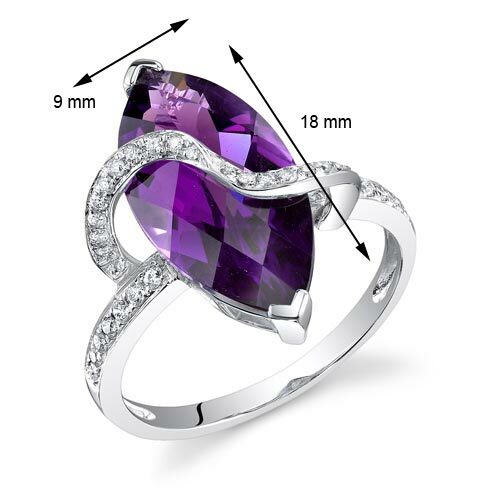 Amethyst Ring 14 Karat White Gold Marquise Shape 4.18 Carats