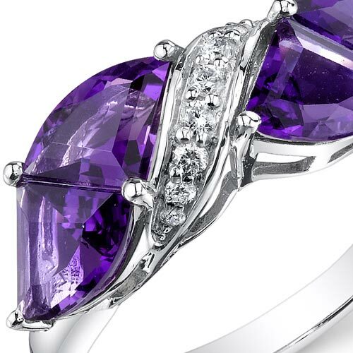 Amethyst Ring 14 Karat White Gold Fan Cut 3.34 Carats