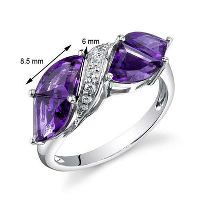 Amethyst Ring 14 Karat White Gold Fan Cut 3.34 Carats