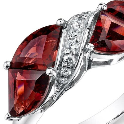 Garnet Ring 14 Karat White Gold Fan Cut 4.3 Carats