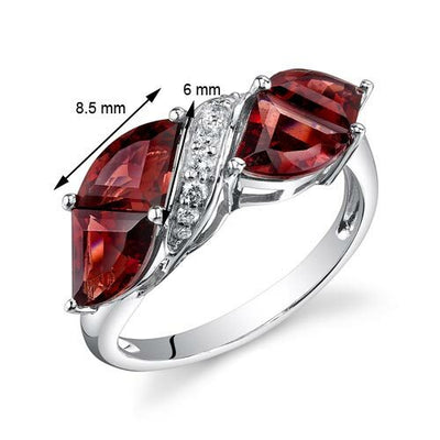 Garnet Ring 14 Karat White Gold Fan Cut 4.3 Carats