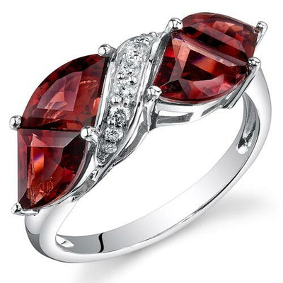 Garnet Ring 14 Karat White Gold Fan Cut 4.3 Carats