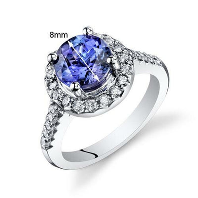 Tanzanite Ring 14 Karat White Gold Round Shape 2.56 Carats