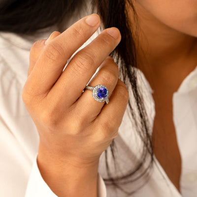 Tanzanite Ring 14 Karat White Gold Round Shape 2.56 Carats