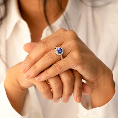 Tanzanite Ring 14 Karat White Gold Round Shape 2.56 Carats