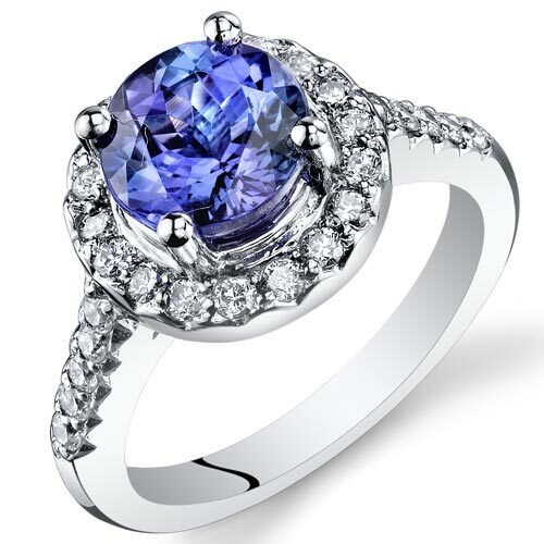 Tanzanite Ring 14 Karat White Gold Round Shape 2.56 Carats