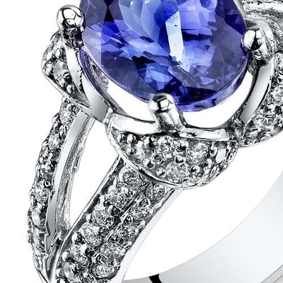 Tanzanite Ring 14 Karat White Gold Oval Shape 3.26 Carats