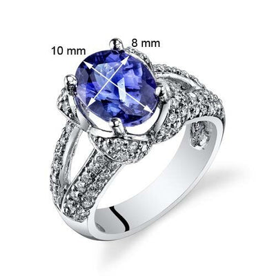 Tanzanite Ring 14 Karat White Gold Oval Shape 3.26 Carats