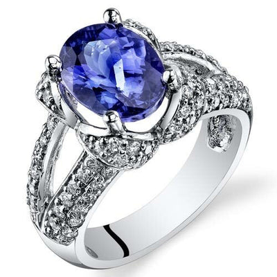 Tanzanite Ring 14 Karat White Gold Oval Shape 3.26 Carats