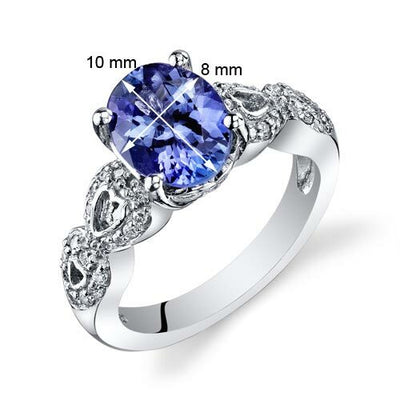 Tanzanite Ring 14 Karat White Gold Oval Shape 2.25 Carats