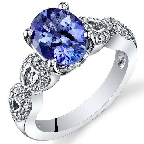 Tanzanite Ring 14 Karat White Gold Oval Shape 2.25 Carats