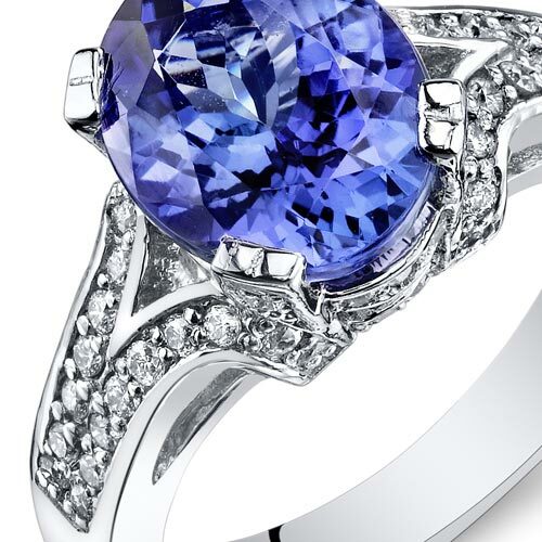 Tanzanite Ring 14 Karat White Gold Oval Shape 3.89 Carats