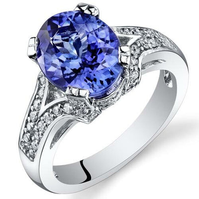 Tanzanite Ring 14 Karat White Gold Oval Shape 3.89 Carats