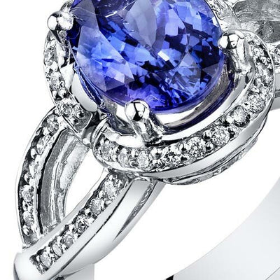 Tanzanite Ring 14 Karat White Gold Oval Shape 2.42 Carats