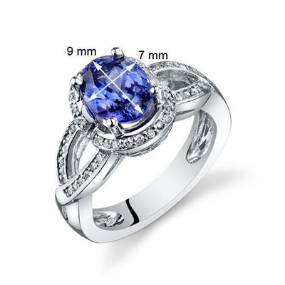 Tanzanite Ring 14 Karat White Gold Oval Shape 2.42 Carats