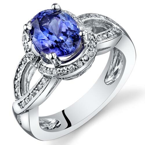 Tanzanite Ring 14 Karat White Gold Oval Shape 2.42 Carats