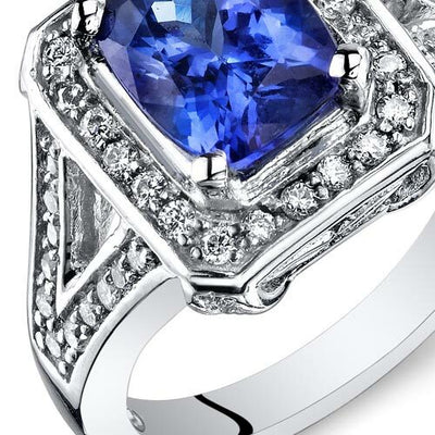 Tanzanite Ring 14 Karat White Gold Cushion Shape 3 Carats