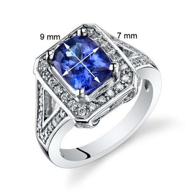 Tanzanite Ring 14 Karat White Gold Cushion Shape 3 Carats