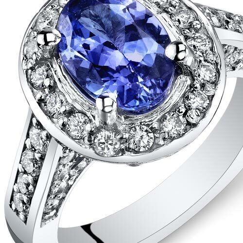 Tanzanite Ring 14 Karat White Gold Oval Shape 2 Carats