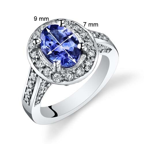 Tanzanite Ring 14 Karat White Gold Oval Shape 2 Carats