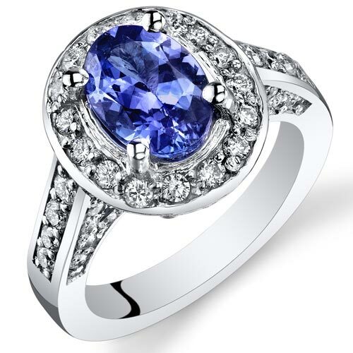 Tanzanite Ring 14 Karat White Gold Oval Shape 2 Carats